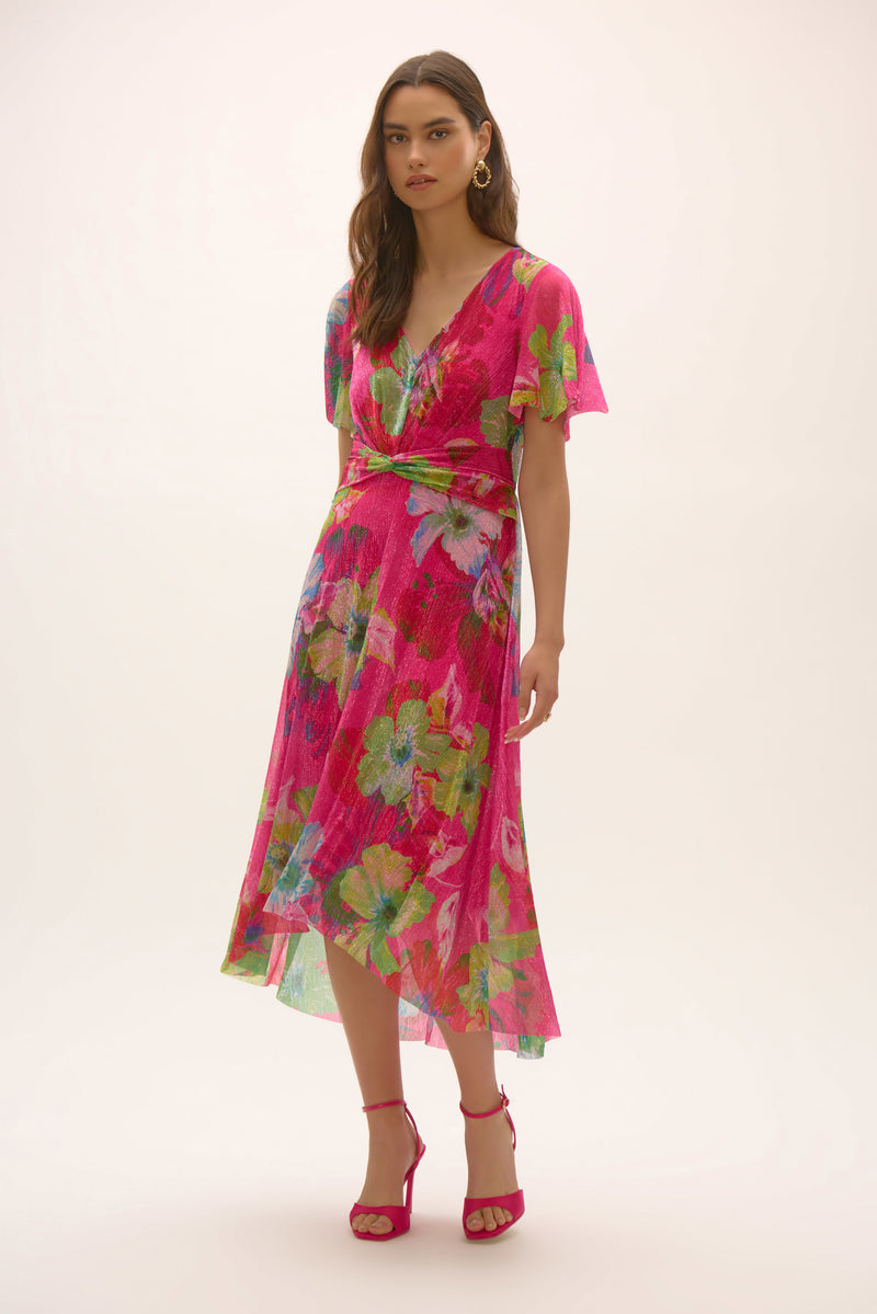 Crinkle and Mesh Floral Print Fit and Flare Dress Rue Boutique Crinkle and Mesh Floral Print Fit and Flare Dress Rue Boutique
