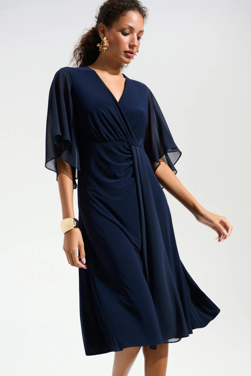 navy blue fit and flare dress Fit and Flare Midi Dress In Navy