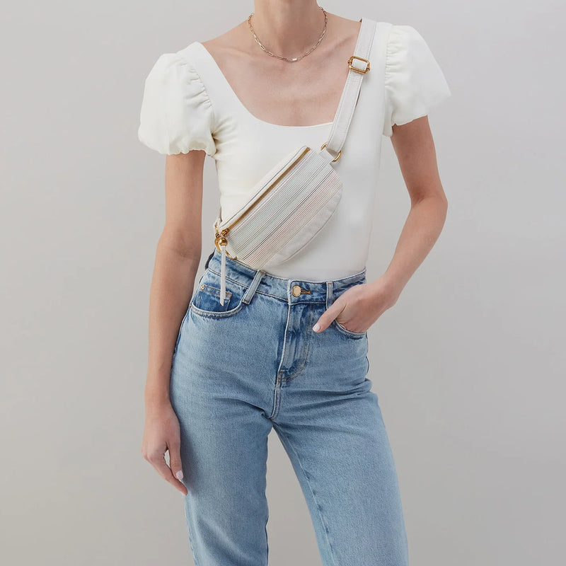 Fern Belt Bag - White w/ Multi Stitch