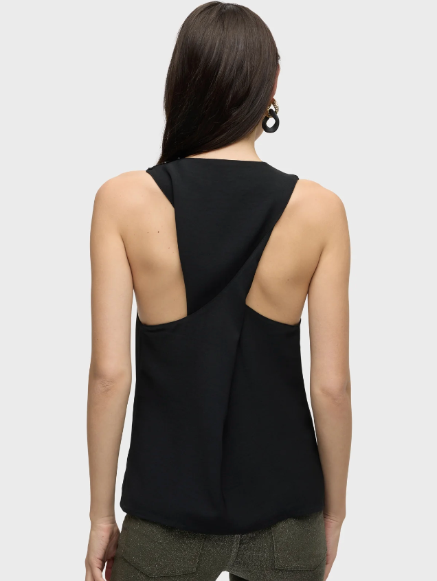 HUDSON Women's High Neck Twist Back Woven Tank Top - Casual Summer Blouse