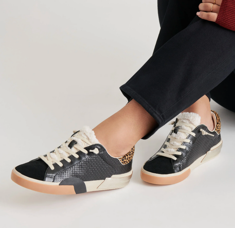 Zina Plush Sneaker - Multi Woven With Leopard Back Trim – Rue Boutique Zina Plush Sneaker - Multi Woven With Leopard Back Trim – Rue Boutique
