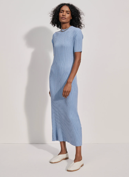 Maeve Rib Knit Midi Dress - Ashley Blue Maeve Rib Knit Midi Dress - Ashley Blue