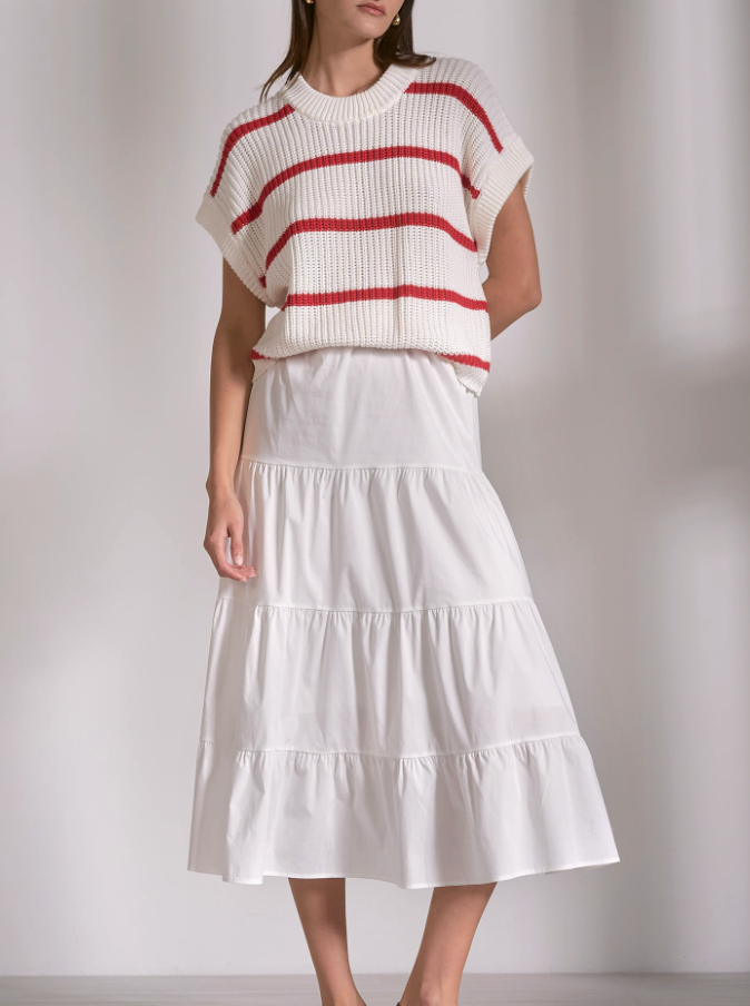 Opal Sweater Dress - Red & White  Rue Boutique