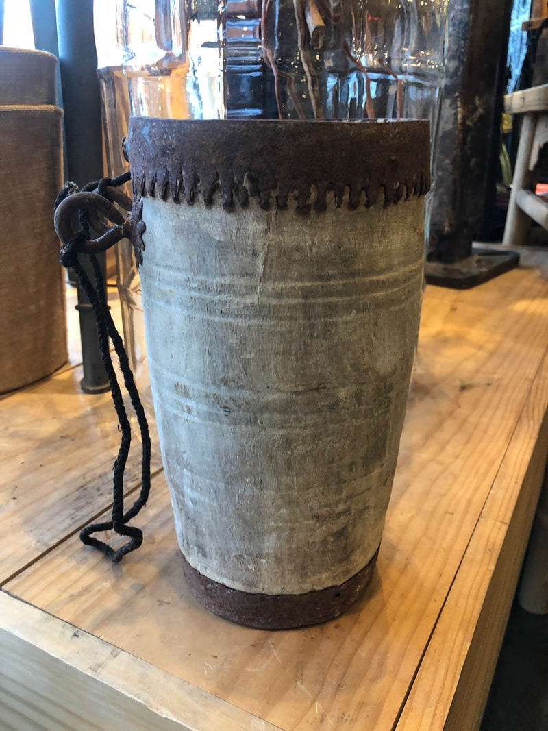 Wood Pot with Metal Trim