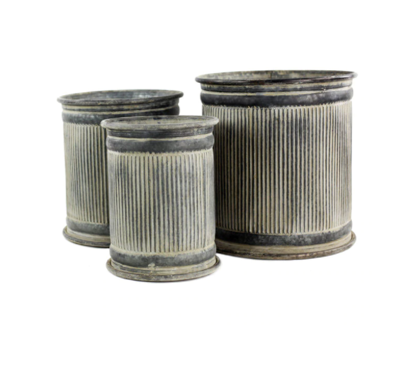 metal pot planter set Metal Ribbed Planter – Rue Boutique