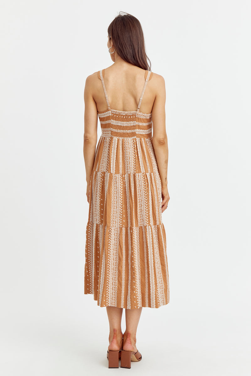 Mina Embroidered Midi Dress - Nutshell