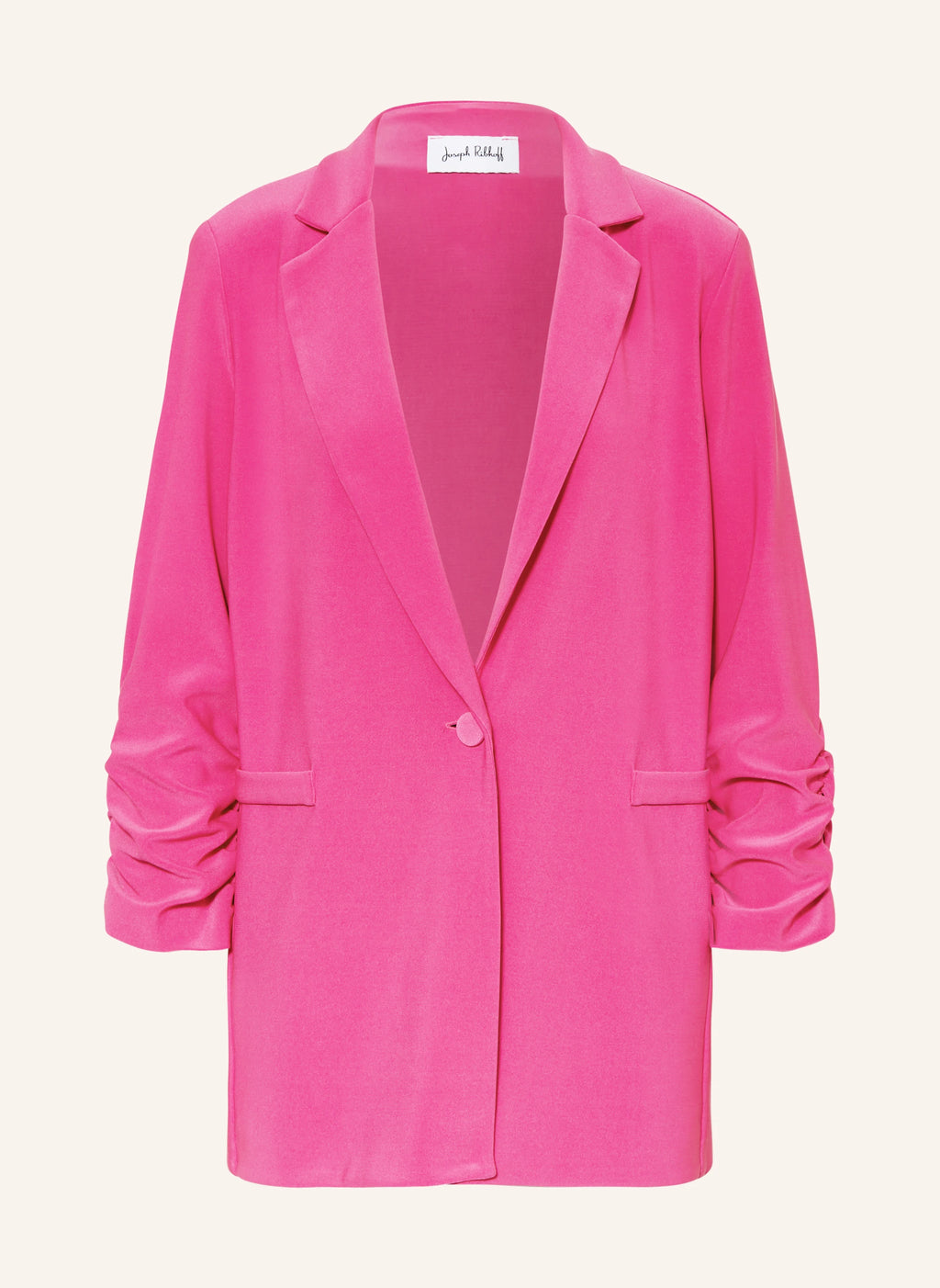 Silky Knit Blazer with Shirred Sleeves - Ultra Pink