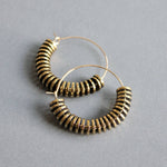 Gold Hematite Hoop Earrings