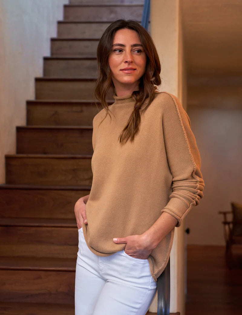 Monterey Rolled Funnel Neck Sweater - Camel