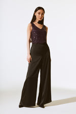 Satin Wide Leg Pants - Black