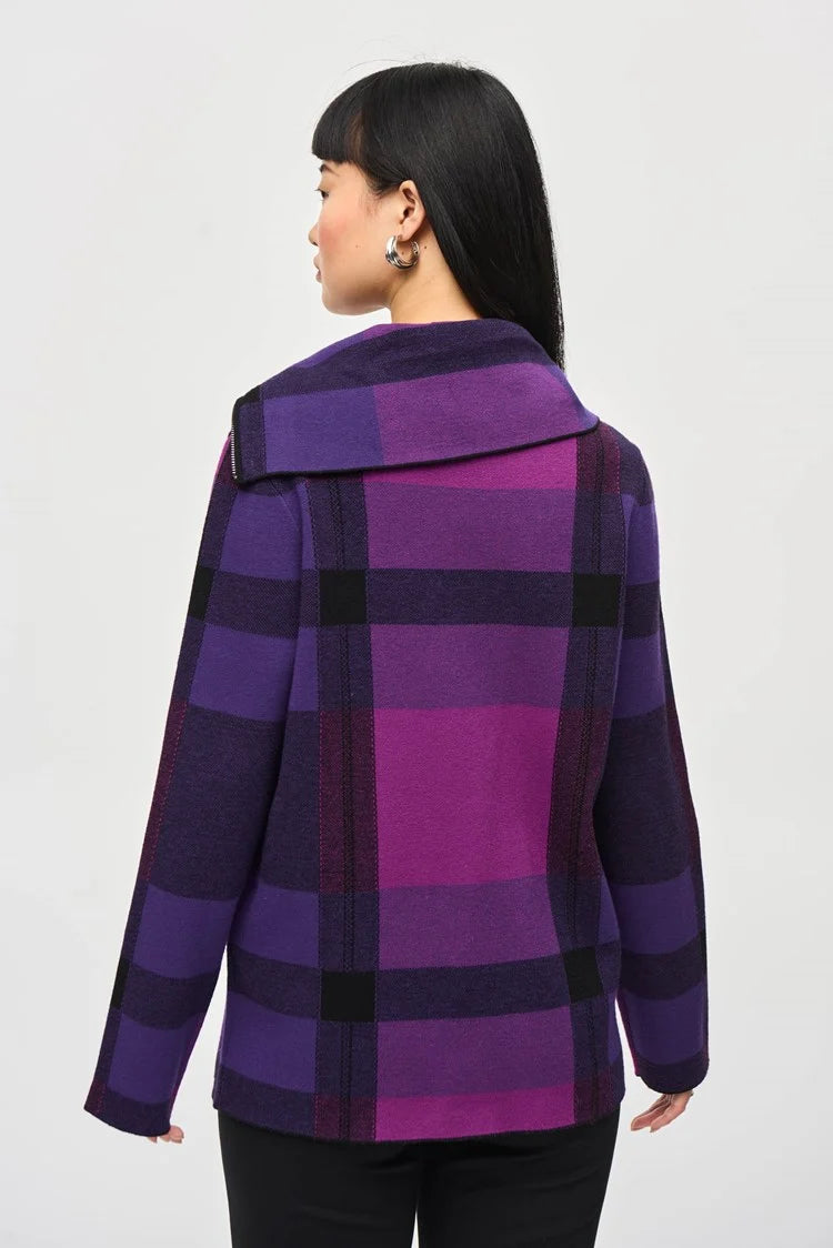 Cowl Neck Sweater - Empress Plaid