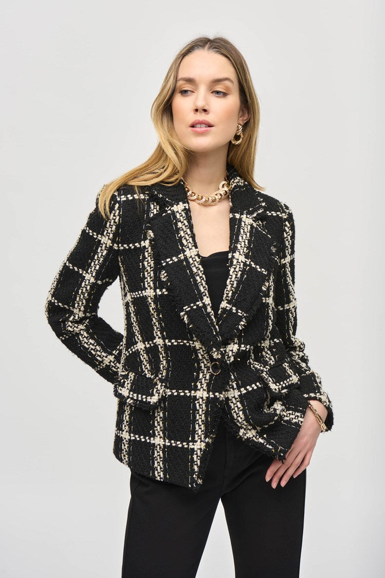 Plaid Bouclé Blazer - Black & Vanilla