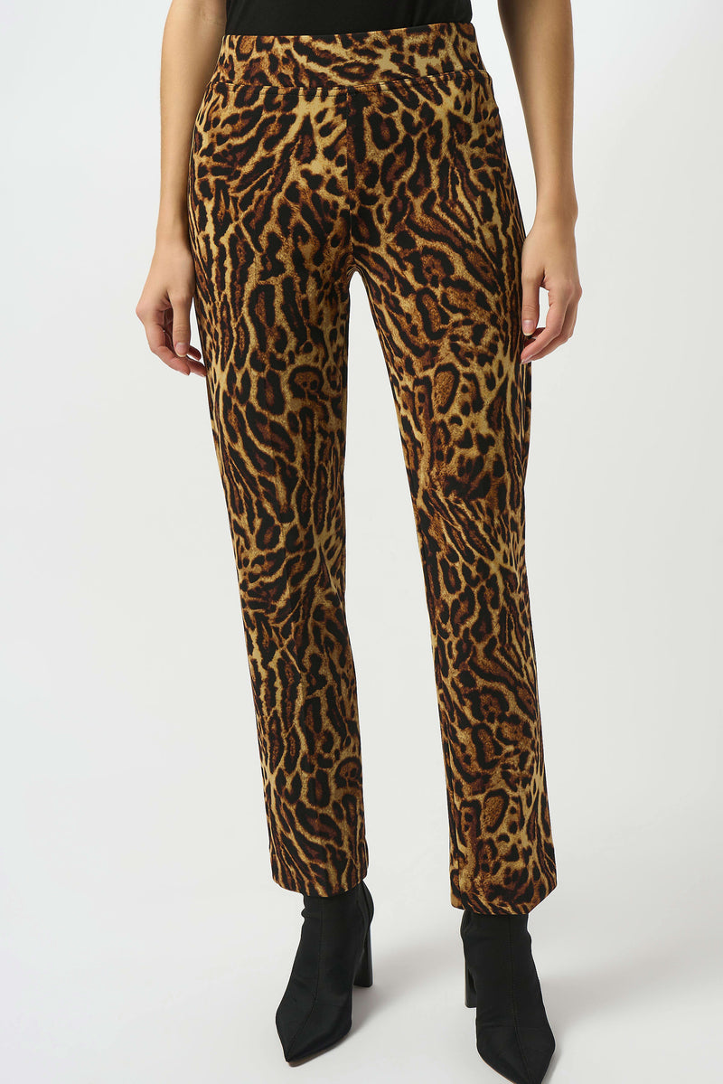 Silky Knit Animal Print Straight Pants
