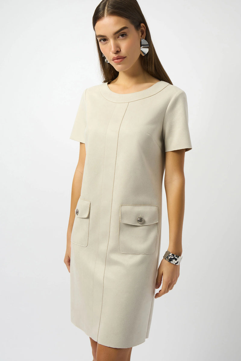 Scuba Suede Shift Dress - Moonstone