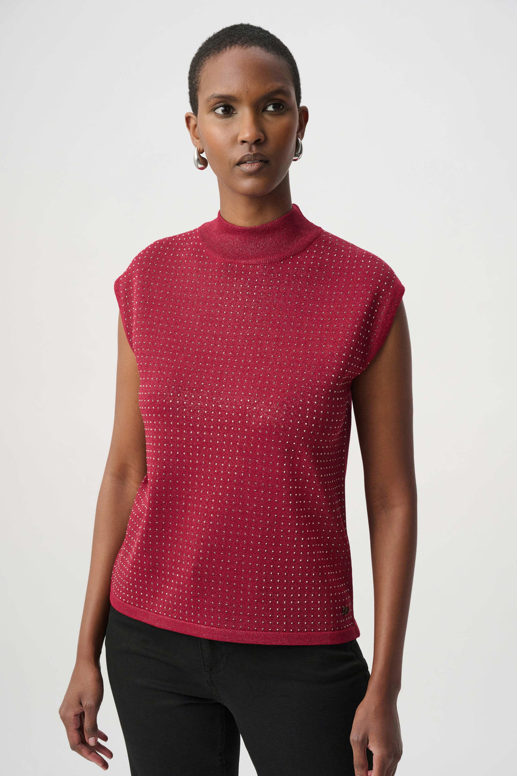 Embellished Sparkly Sleeveless Sweater - Deep Cherry – Rue Boutique