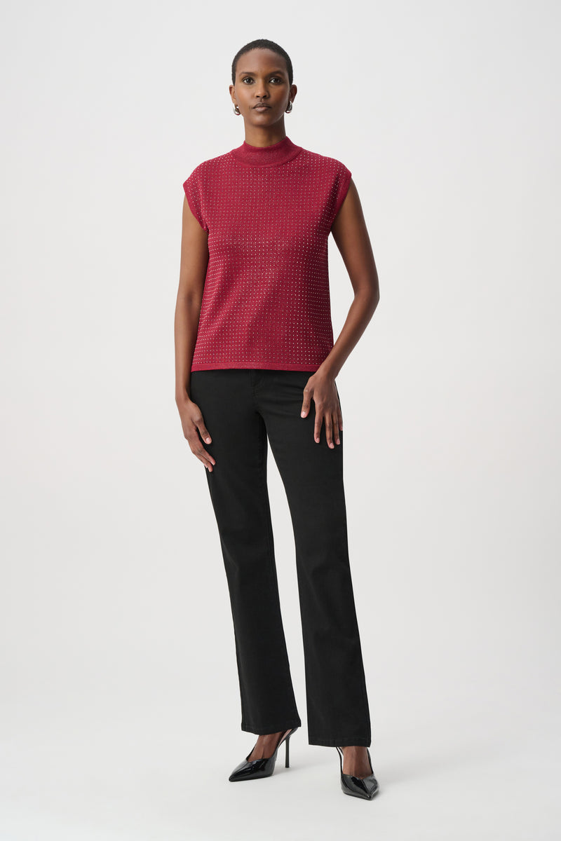 Embellished Sparkly Sleeveless Sweater - Deep Cherry – Rue Boutique