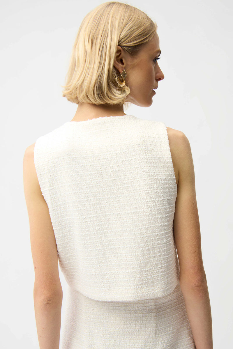 Bouclé Sleeveless Vest With Gold Buttons - Off White – Rue Boutique
