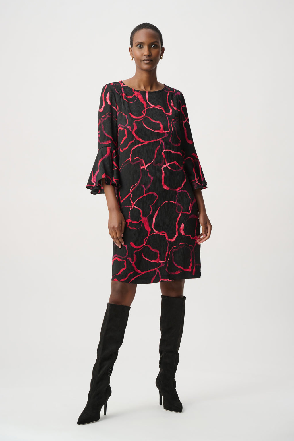 Textured Satin Floral Dress - Black Multi – Rue Boutique