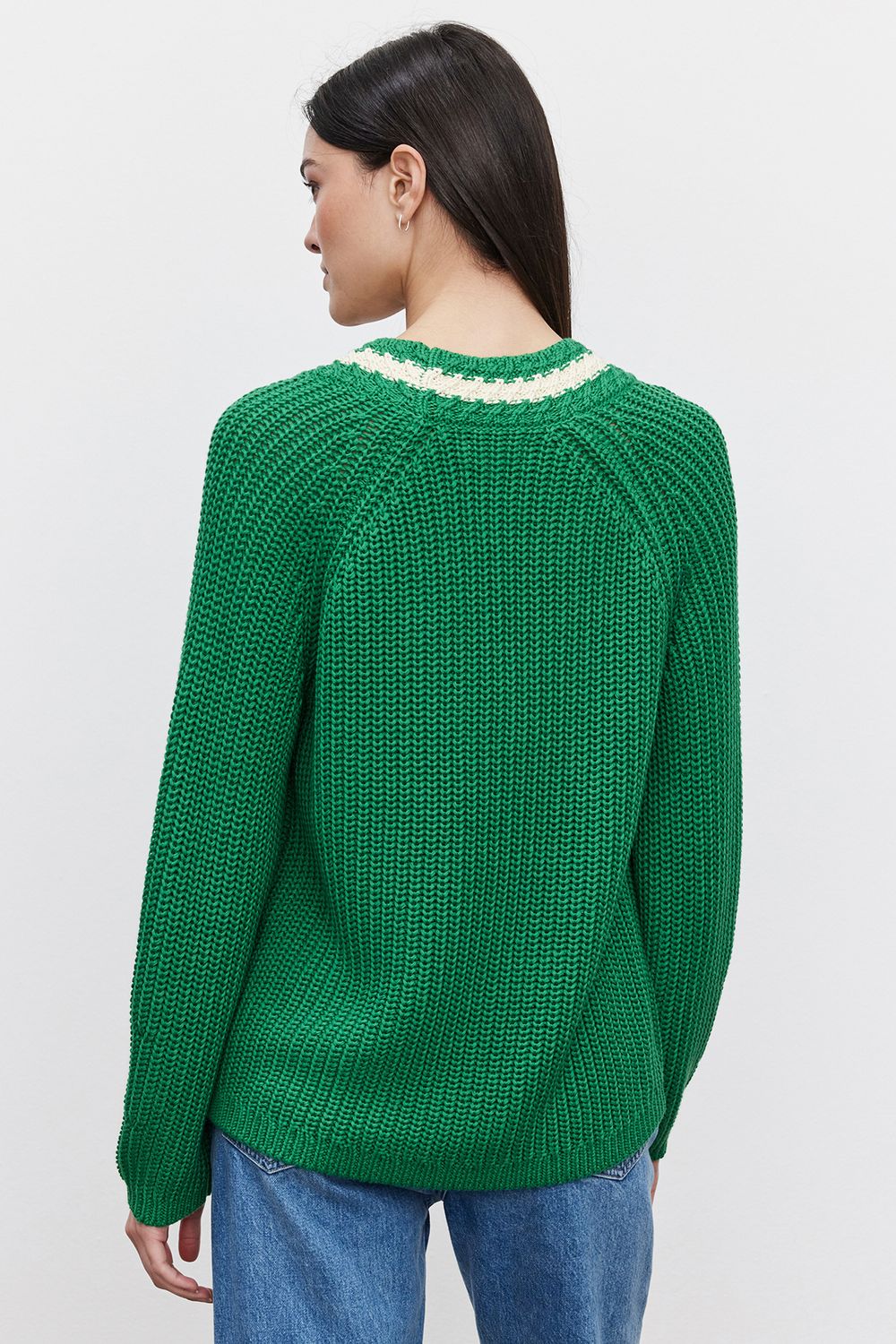 Crew Neck Sweater Green Velvet Sweater RAY CREW NECK FEATHER YARN