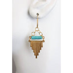 Geometric Turquoise & Brass Earrings