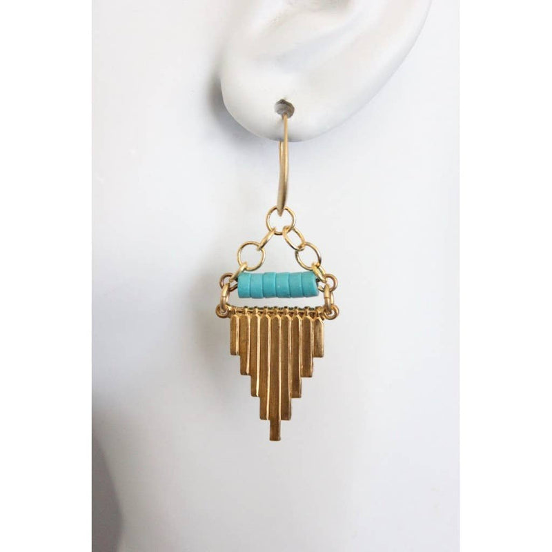 Geometric Turquoise & Brass Earrings