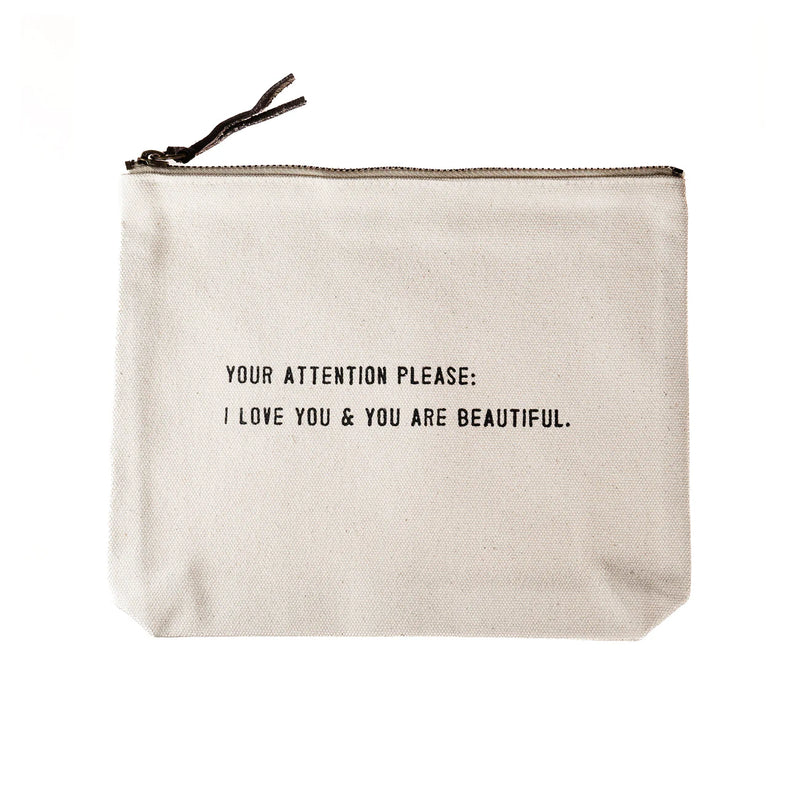 Your Attention Please Canvas Zip Bag