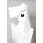 Black Glass Hoop Earrings