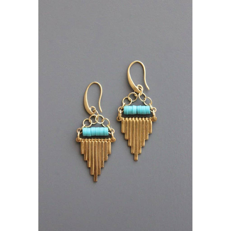 Geometric Turquoise & Brass Earrings