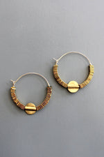 Gold Hematite Hoop Earrings