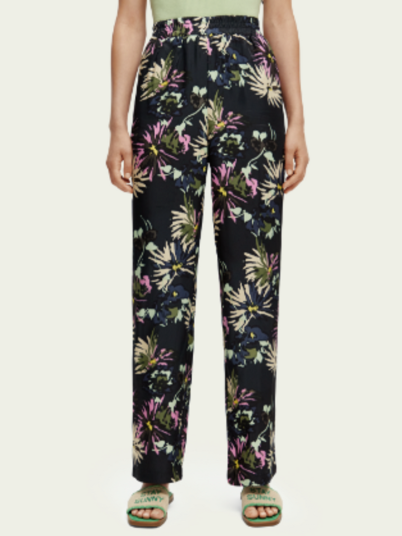 Gia Mid Rise Wide Leg Printed Trouser