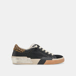 Zina Plush Sneaker - Multi Woven With Leopard Back Trim