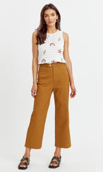 Luana High Rise Crop Straight Pant - Honey