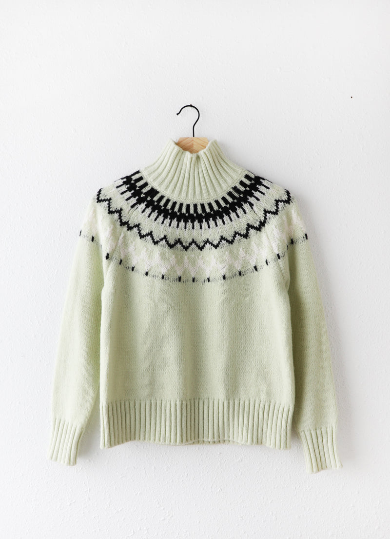 Rita Mock Neck Sweater - Mint Sage