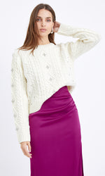 Gloria Rhinestone Sweater - Ivory