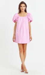 Hope Tulip Sleeve Poplin Dress - Bubblegum