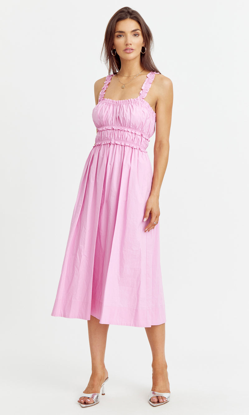 Milani Ruffled Strap Poplin Dress - Bubblegum