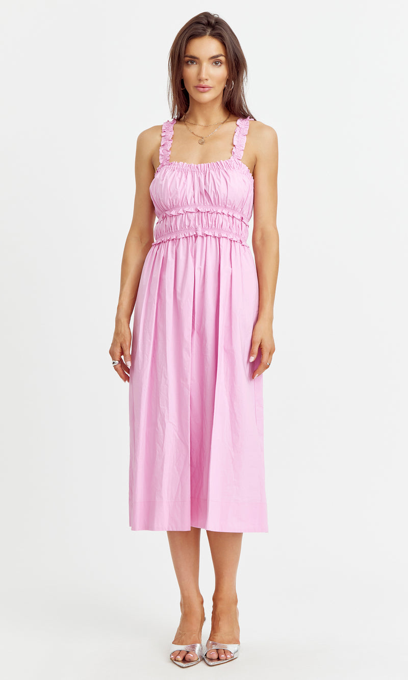 Milani Ruffled Strap Poplin Dress - Bubblegum