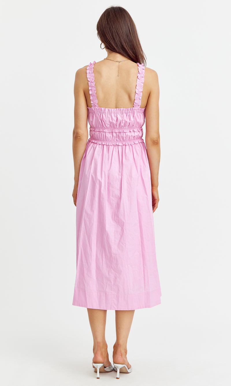 Milani Ruffled Strap Poplin Dress - Bubblegum