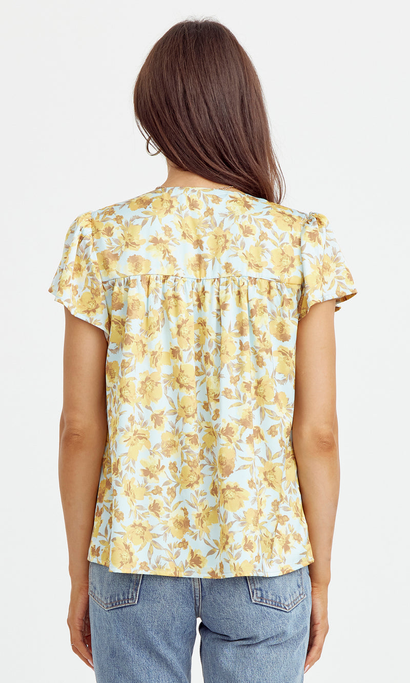 Silvie Smocked Blouse - Mint Yellow