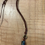 Handout African Turquoise w/ Antler on Leather, Brass Necklace