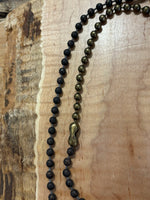 Brass Ball Chain w/ Petrified Antler & Suede Necklace