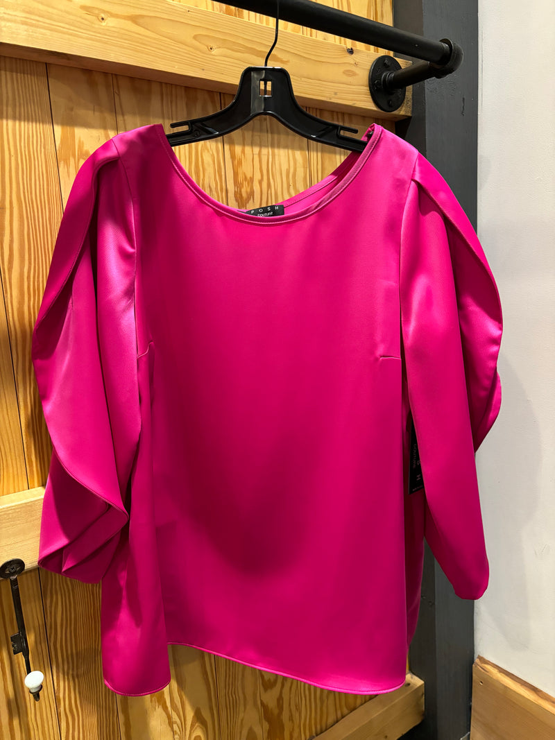 Tulip Sleeve Top - Fuschia