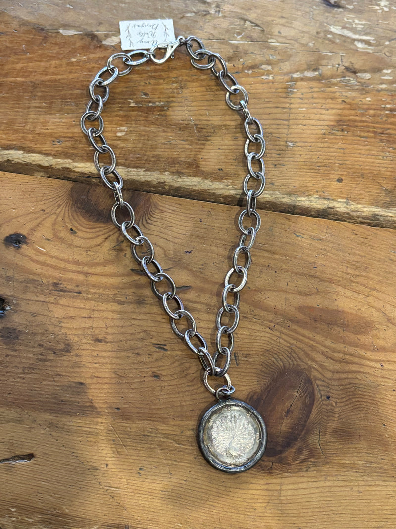 Peacock Coin Necklace