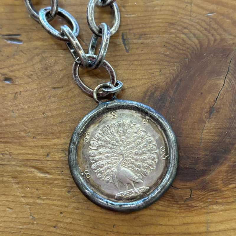 Peacock Coin Necklace