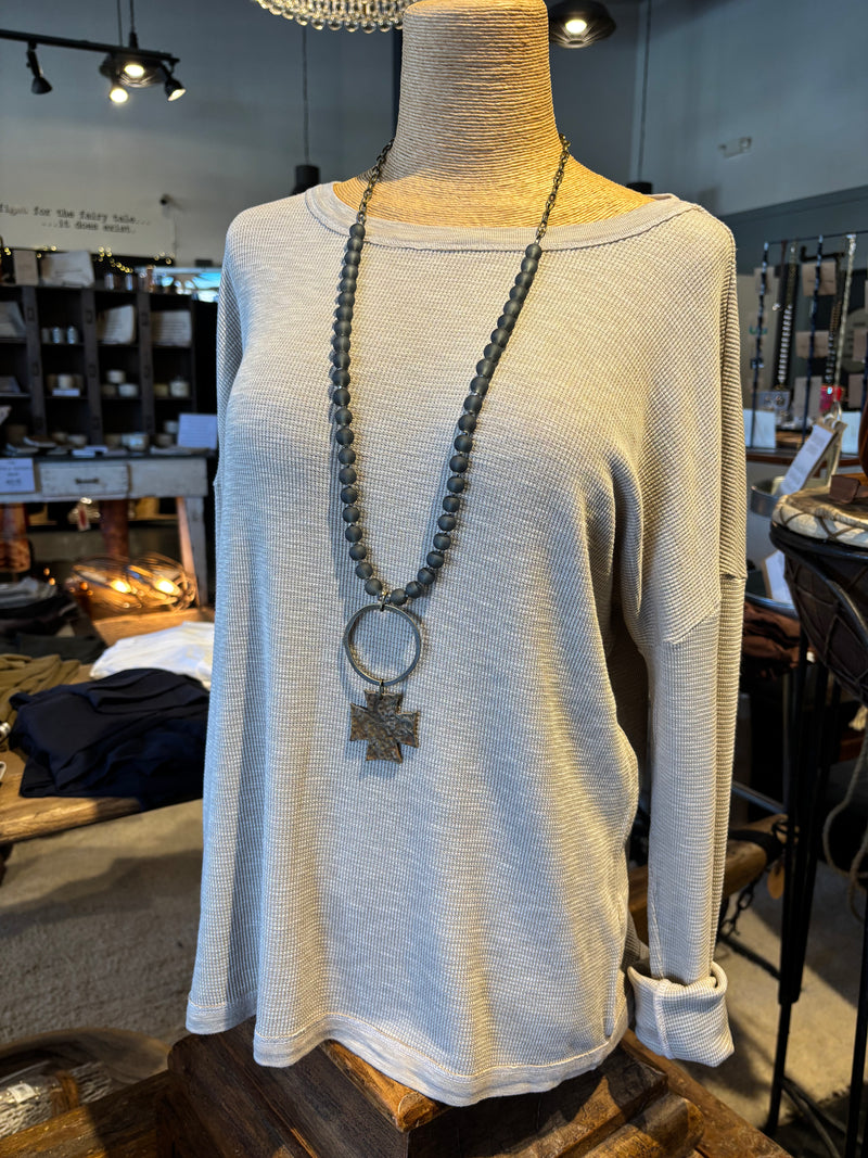 L/S Thermal Binded Crew - Stone