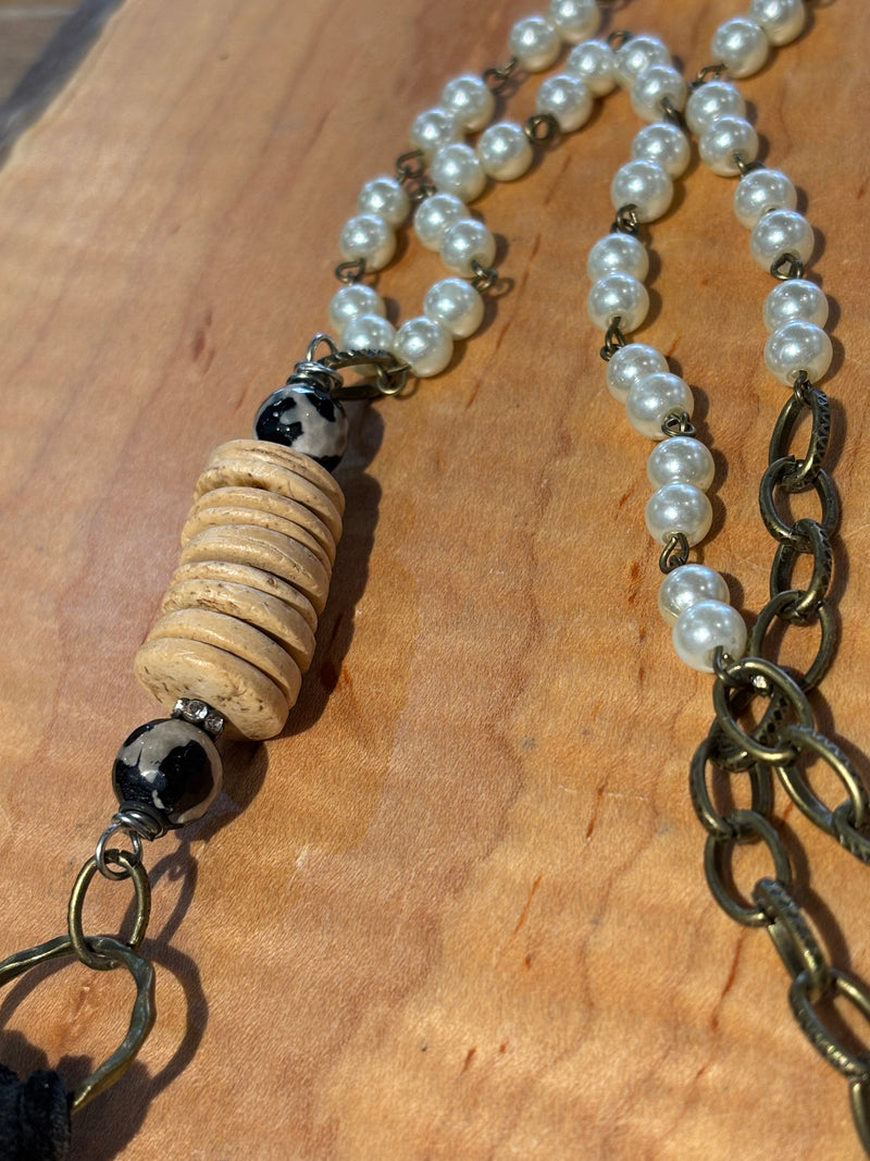 Pearl Black Tassel Necklace