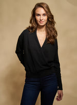 Surplice Sequin Sweater - Black