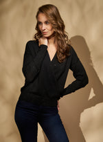 Surplice Sequin Sweater - Black