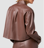 Oversized Faux Leather Shirt - Cinnamon