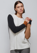 Color Block Knitted Sweater - White